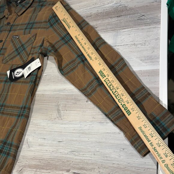 NEW‎ Volcom Mens Caden Button Up Plaid Flannel Shirt Size Medium L/S Modern Fit - Picture 6 of 8